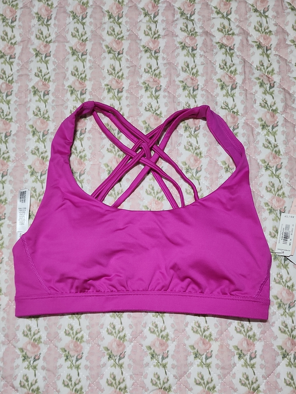NWT Victoria's Secret Sport Pink Crisscross Very Sexy Strappy Sports Bra XS